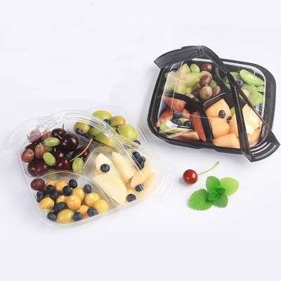 Disposable eco friendly PET black blister plastic portable squared dried fruit big boxes storage container for supermarket